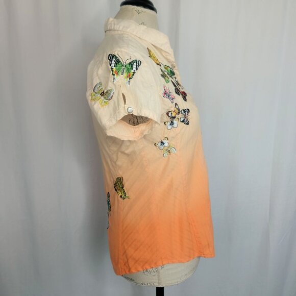 3J Johnny Was Button Down Small Embroidered Top Fitted Butterfly - Picture 7 of 10